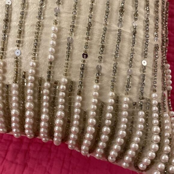 Z Gallerie Elegant Cream Pillow with Pearl Accents - Picture 4 of 7